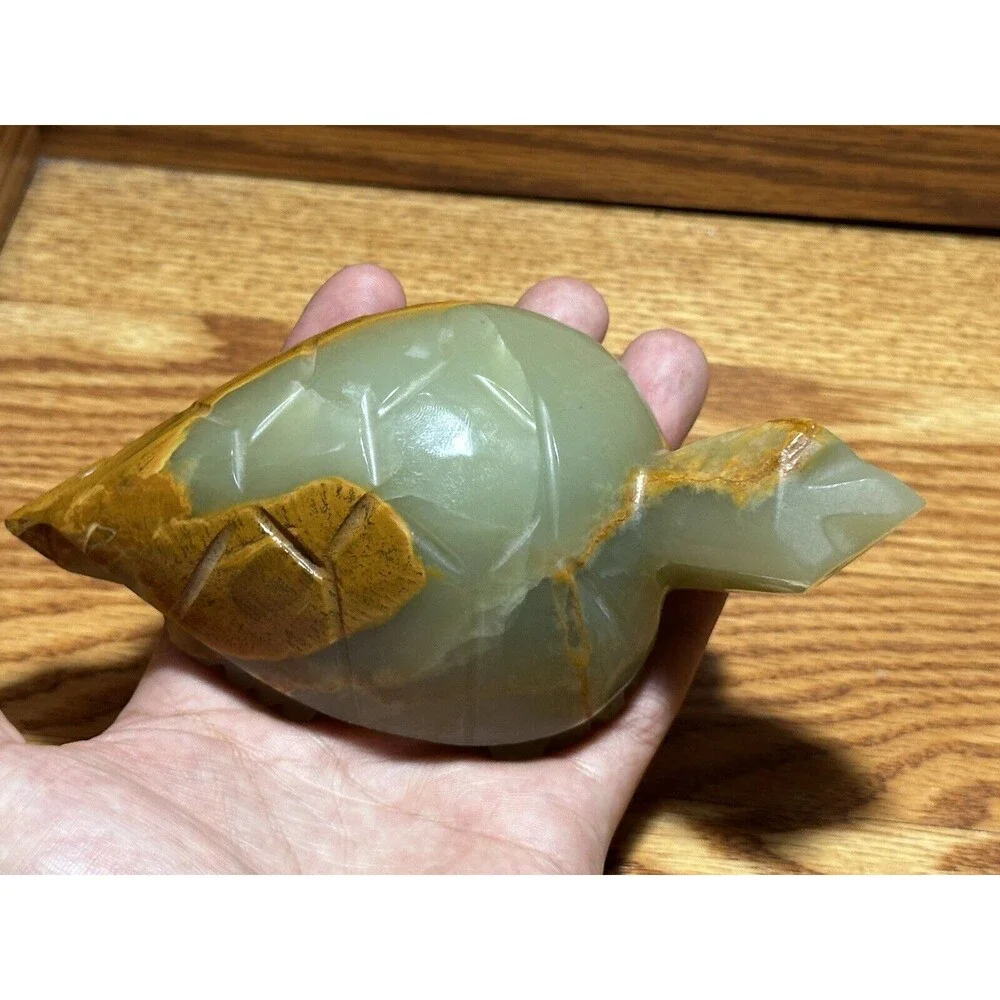 Natural Crystal Geode Stone Carved Exquisite Tortoise Turtle Paperweight Red Eye
